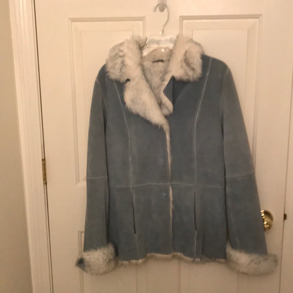 Blue suede blazer